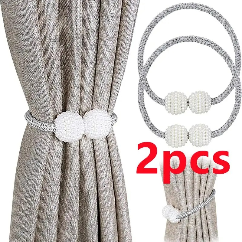 Home Bathroom Gadgets - 1/2PCS Pearl Magnetic Curtain Clip Curtain