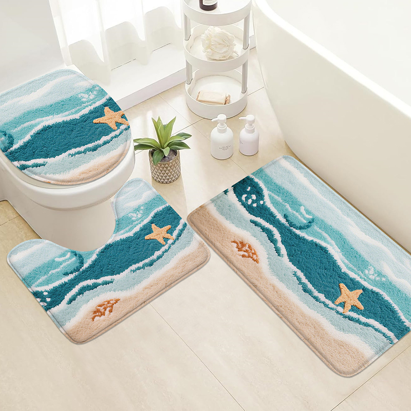 Home Bathroom Wash Basin - Beach starfish printed home mat, carpet,