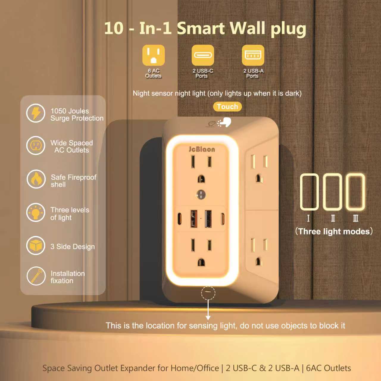 Home Outlet Bathroom - USB C Wall Outlet with Night