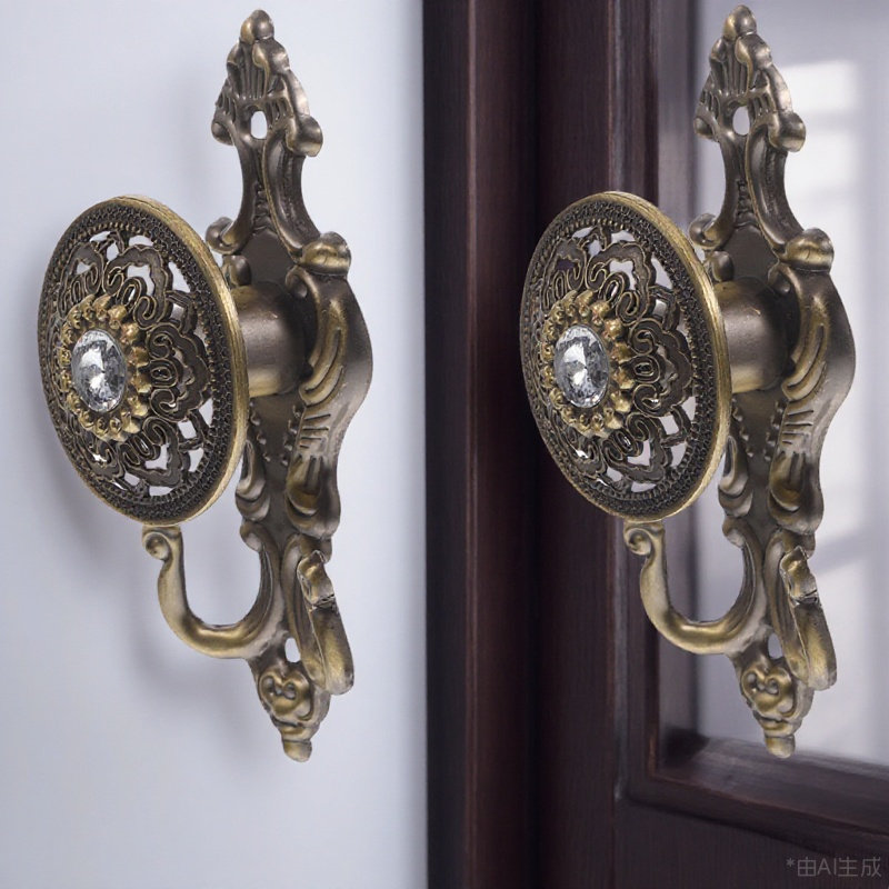 Home Bathroom Window - 2Pcs Elegant Retro Rhinestone Curtain Hooks