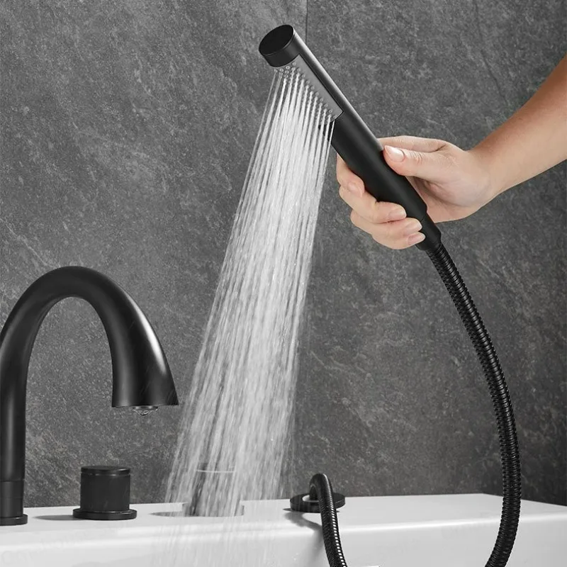 Home Bathroom Tub - Brushed Gold Bathroom Faucet with Hand