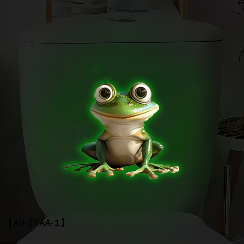 Home Outlet Bathroom - 【A】Glow-in-the-Dark Frog Toilet Sticker Bathroom Wall
