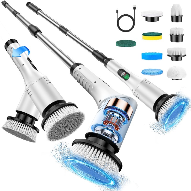 Home Bathroom Cleaner - Electric Spin Scrubber 9 in 1