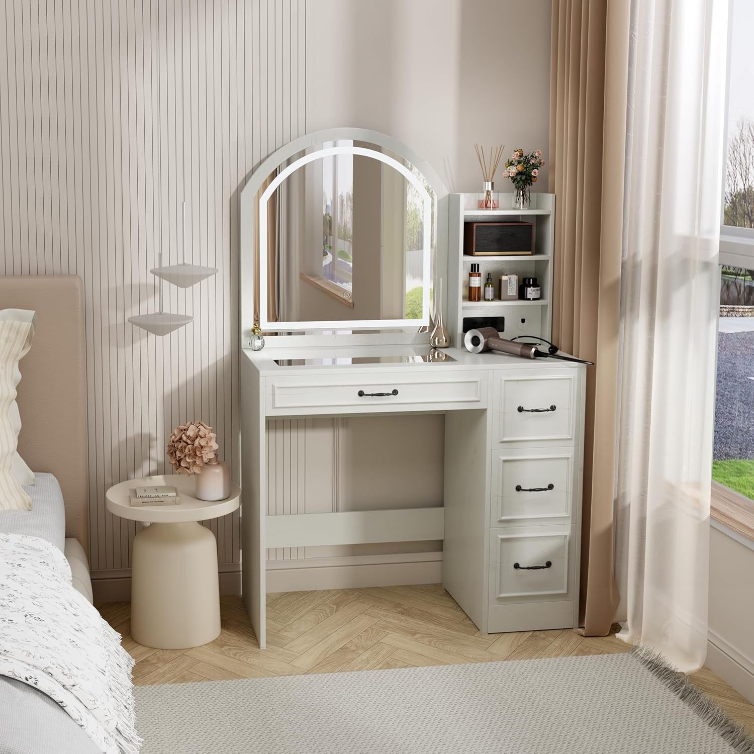 Modern Vanity Desk with Lighte - Home Outlet Bathroom recension och pris