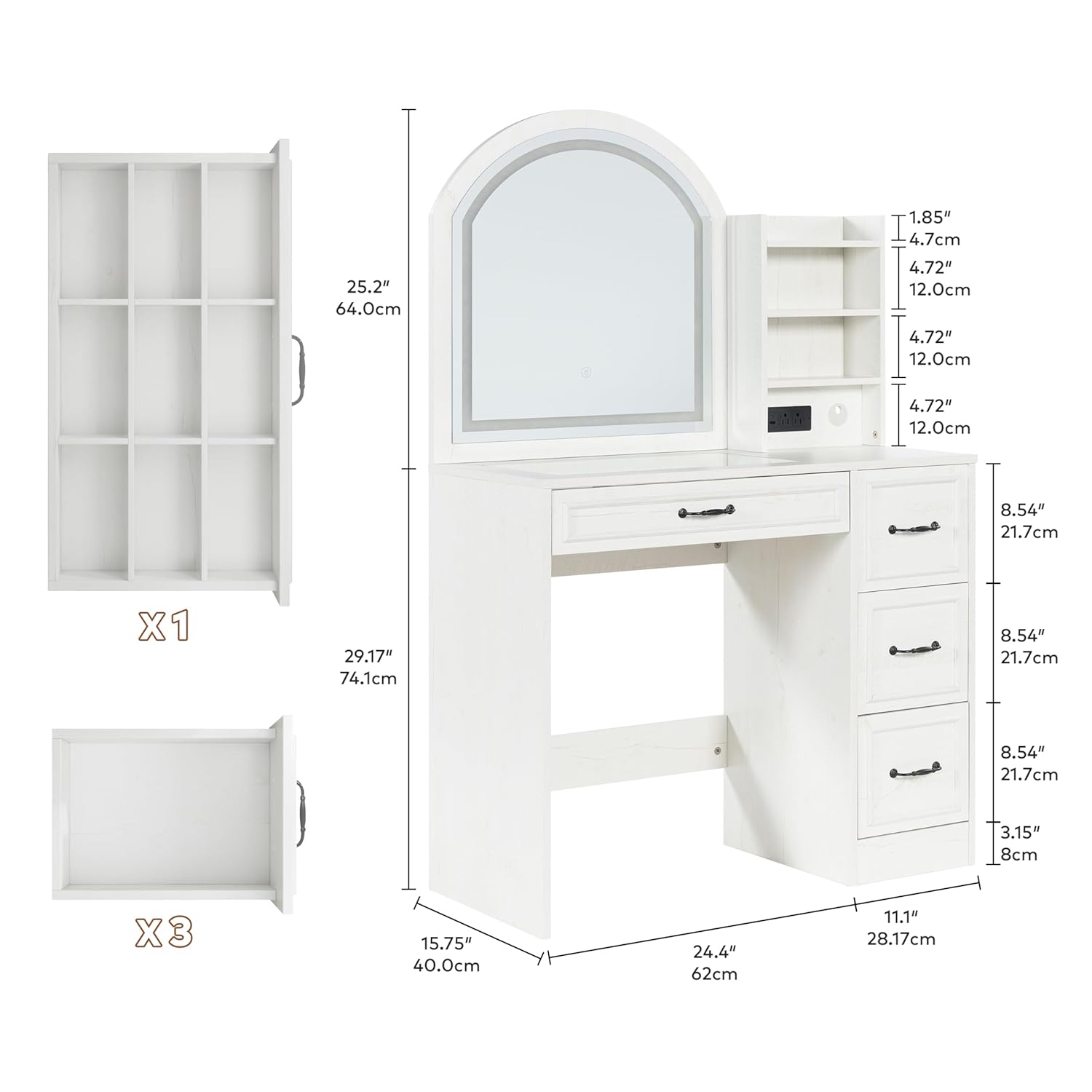 Modern Vanity Desk with Lighte - Home Outlet Bathroom recension och pris