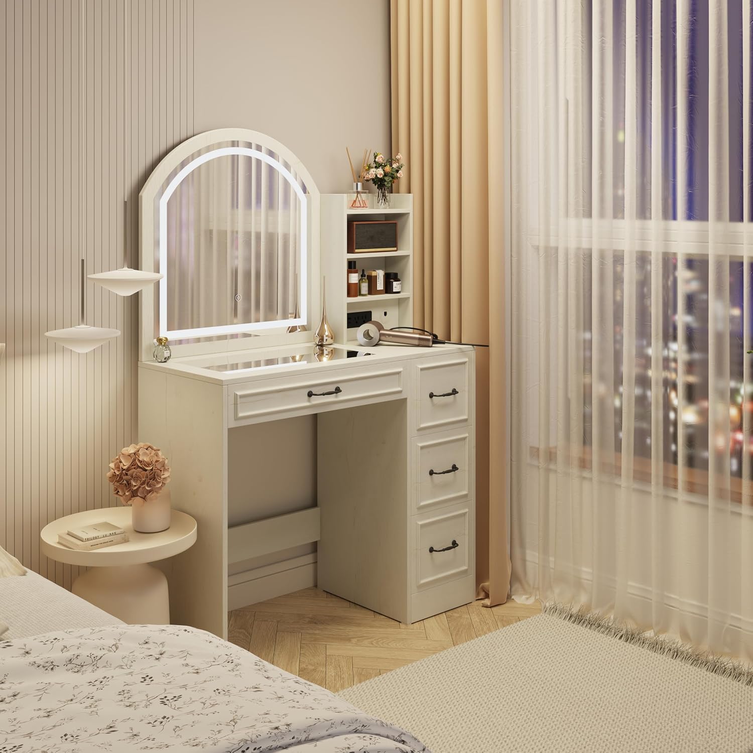 Modern Vanity Desk with Lighte - Home Outlet Bathroom recension och pris
