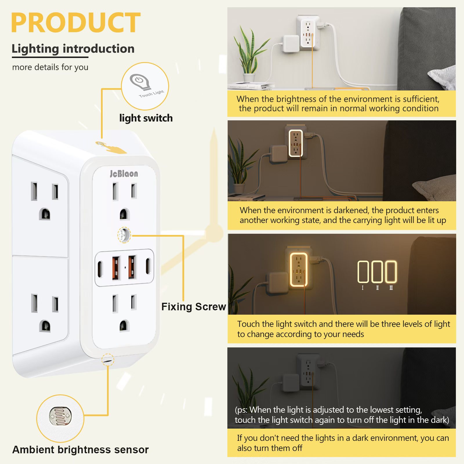 USB C Wall Outlet with Night L - Home Outlet Bathroom recension och pris