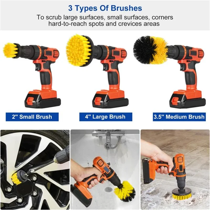 3 Pcs/Set Power Drill Brush Se - Home Bathroom Cleaner recension och pris