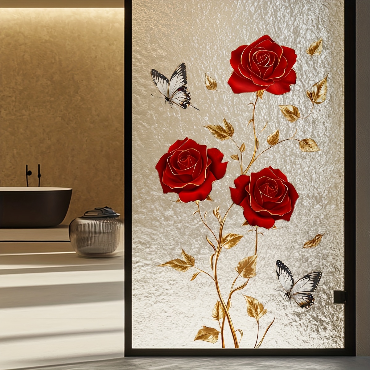 1Pc Charming and Romantic Red  - Home Bathroom Window recension och pris